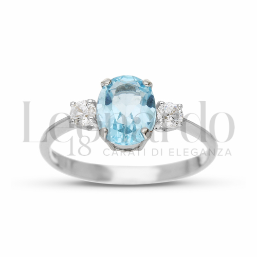 con Topazio azzurro e zirconi bianchi in Oro Bianco da 2,1gr.