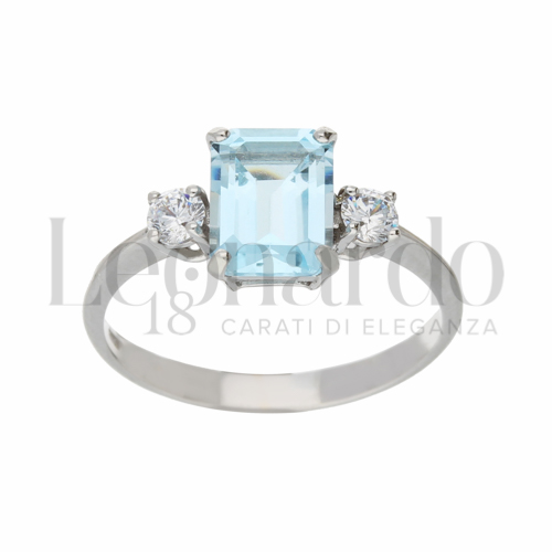 con Topazio azzurro e zirconi bianchi in Oro Bianco da 2,2gr.