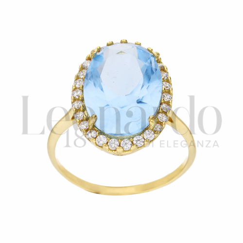 Kate 3° Misura Modello con Topazio azzurro e zirconi bianchi in Oro Giallo da 4,3gr.