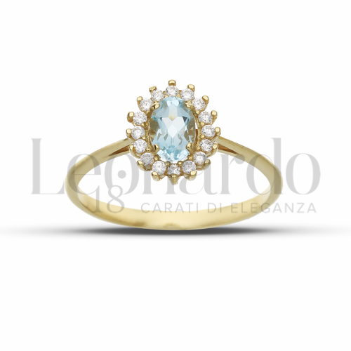 Kate 1° Misura Modello con Topazio azzurro e zirconi bianchi in Oro Giallo da 1,9gr.