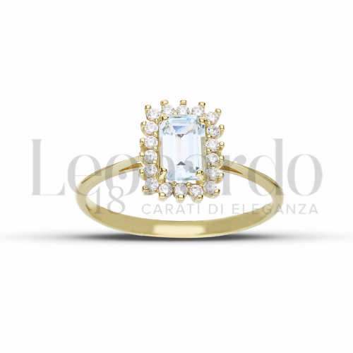 Kate 1° Misura Modello con Topazio azzurro e zirconi bianchi in Oro Giallo da 1,8gr.