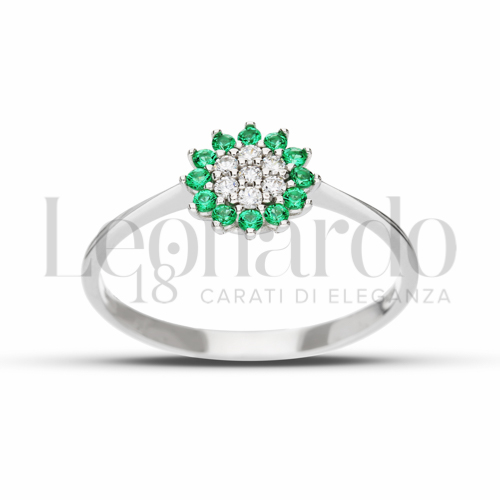 con Cuore di zirconi bianchi e contorno di zirconi verdi in Oro Bianco da 1,4gr.