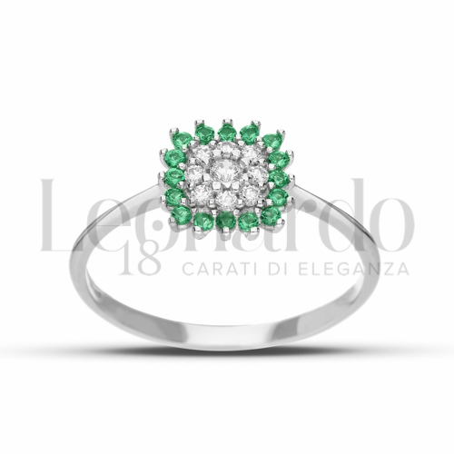 con Cuore di zirconi bianchi e contorno di zirconi verdi in Oro Bianco da 1,5gr.