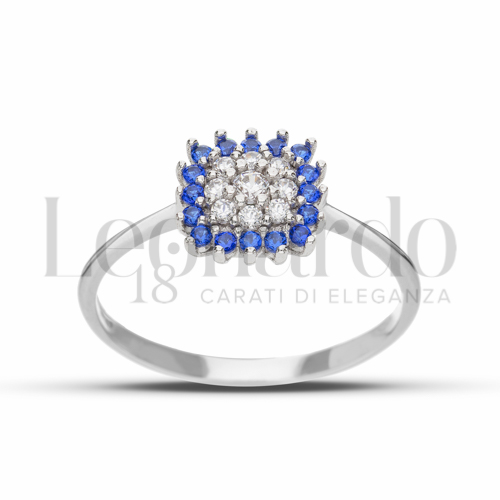con Cuore di zirconi bianchi e contorno di zirconi blu in Oro Bianco da 1,5gr.