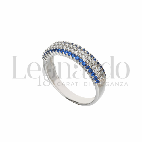 con Pavè di zirconi Blu e zirconi bianchi in Oro Bianco da 3,1gr.