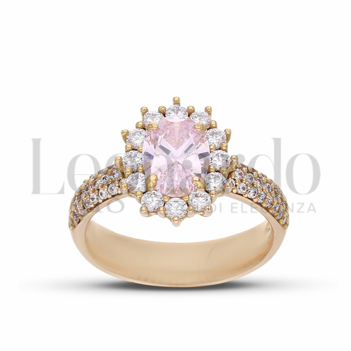Anelli Anello con Pietra di Colore da Donna in Oro 18 Carati Forma: Ovale Misura anello: N° Modello: Kate 2° pavè zirconi sul gambo 5,1g