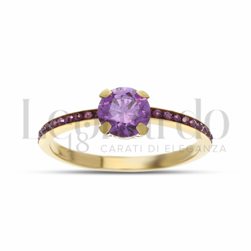 con Pietra e zirconi Viola in Oro Giallo da 1,3gr.