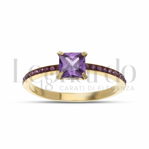 con Pietra e zirconi Viola in Oro Giallo da 1,2gr.