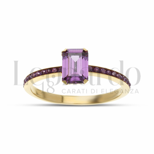 con Pietra e zirconi Viola in Oro Giallo da 1,4gr.