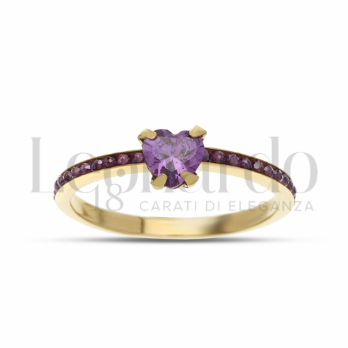 con Pietra e zirconi Viola in Oro Giallo da 1,1gr.