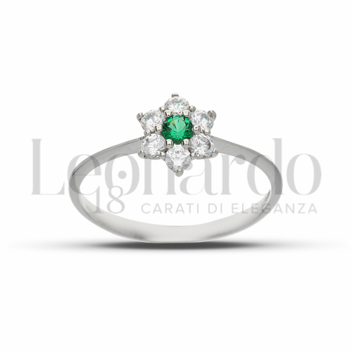 con Cuore di zirconi verdi e contorno di zirconi bianchi in Oro Bianco da 1,4gr.