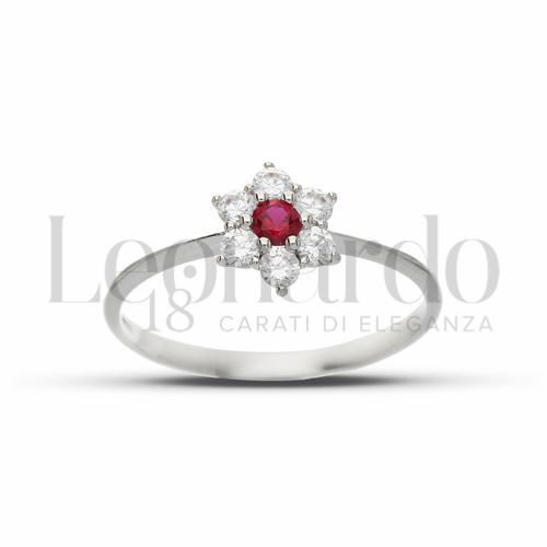 con Cuore di zirconi rossi e contorno di zirconi bianchi in Oro Bianco da 1,4gr.
