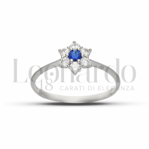 con Cuore di zirconi blu e contorno di zirconi bianchi in Oro Bianco da 1,4gr.