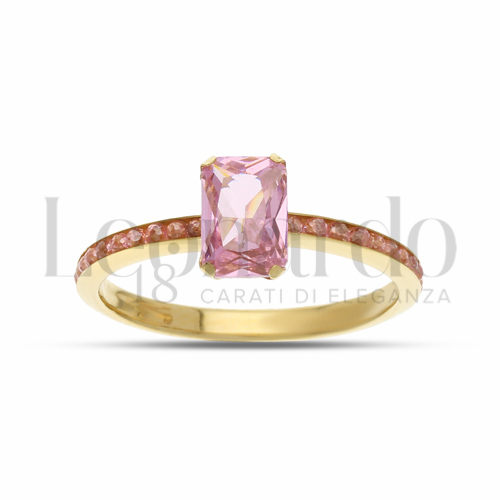con Pietra e Zirconi Rosa in Oro Giallo da 1,3gr.