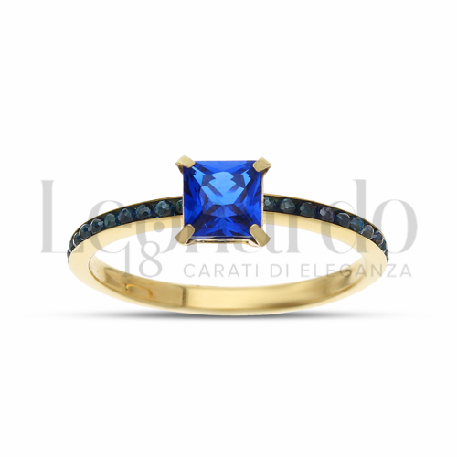 con Pietra Blu e Zirconi Blu in Oro Giallo da 1,1gr.