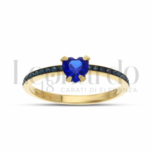 con Pietra Blu e Zirconi Blu in Oro Giallo da 1,1gr.