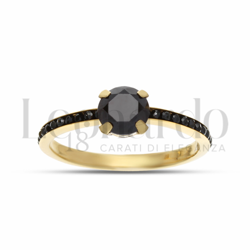 con Pietra Nera e Zirconi Neri in Oro Giallo da 1,3gr.