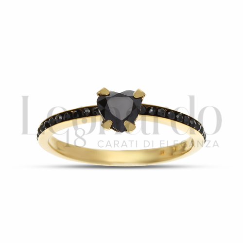 con Pietra Nera e Zirconi Neri in Oro Giallo da 1,1gr.