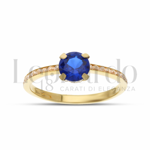 con Pietra Blu e Zirconi Bianchi in Oro Giallo da 1,1gr.