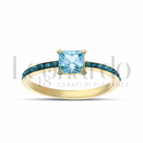 con Pietra Azzurra e Zirconi Azzurri in Oro Giallo da 1,2gr.