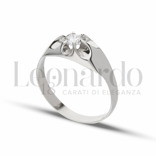 Lucida Finitura con Zircone bianco in Oro Bianco da 3gr.
