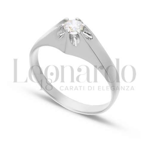 Lucida Finitura con Zircone bianco in Oro Bianco da 4,3gr.