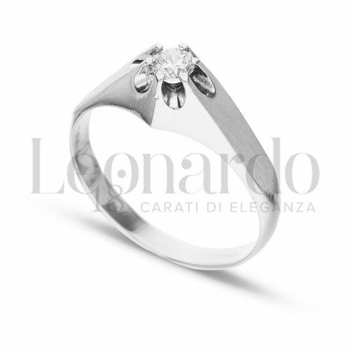 Satinata Finitura con Zircone bianco in Oro Bianco da 4,6gr.