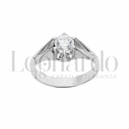 Lucida Finitura con Zircone bianco in Oro Bianco da 6gr.