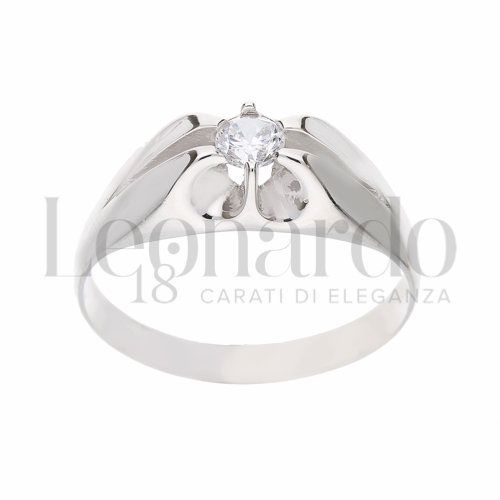 Lucida Finitura con Zircone bianco in Oro Bianco da 4,6gr.