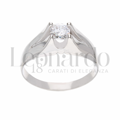 Lucida Finitura con Zircone bianco in Oro Bianco da 3,9gr.