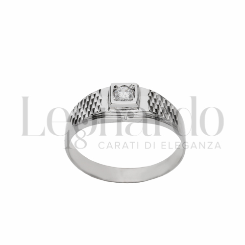 Diamantata a rombo Finitura con Zircone bianco in Oro Bianco da 3,5gr.