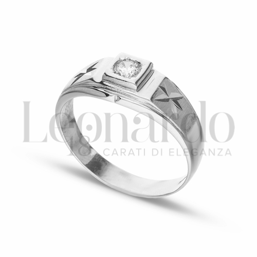 Stella Diamantata Finitura con Zircone bianco in Oro Bianco da 4gr.