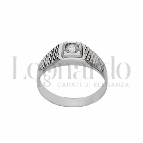 Diamantata a rombo Finitura con Zircone bianco in Oro Bianco da 3,7gr.
