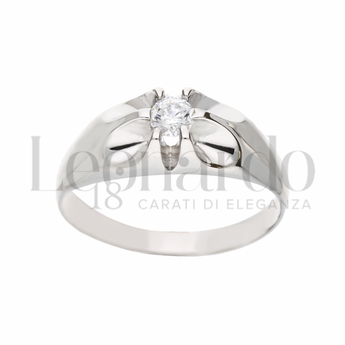 Lucida Finitura con Zircone bianco in Oro Bianco da 3,5gr.