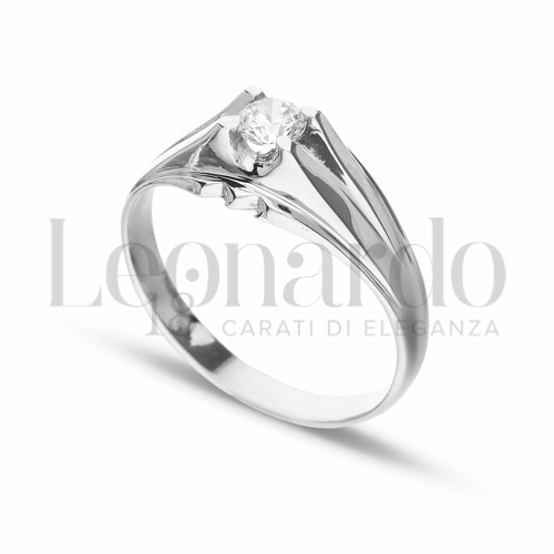 Lucida Finitura con Zircone bianco in Oro Bianco da 4,2gr.