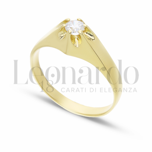 Lucida Finitura con Zircone bianco in Oro Giallo da 4,5gr.