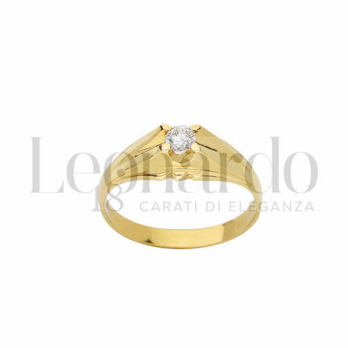 Lucida Finitura con Zircone bianco in Oro Giallo da 4,5gr.