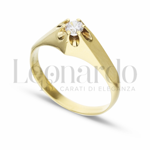 Satinata Finitura con Zircone bianco in Oro Giallo da 4,5gr.
