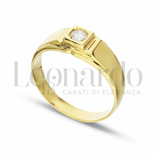 Lucida Finitura con Zircone bianco in Oro Giallo da 4,4gr.