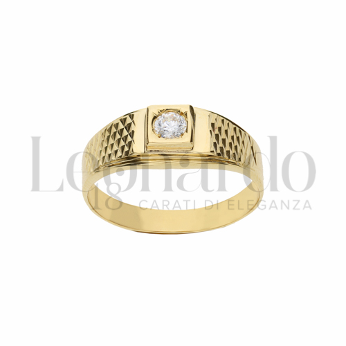 Diamantata a rombo Finitura con Zircone bianco in Oro Giallo da 4,4gr.