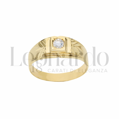 Diamantata a frecce Finitura con Zircone bianco in Oro Giallo da 3,5gr.