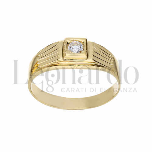 Diamantata a strisce Finitura con Zircone bianco in Oro Giallo da 3,9gr.
