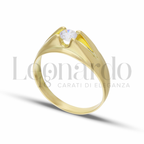 Anelli Anello Solitario 4 griffe da Uomo in Oro 18 Carati Finitura: Lucida Misura anello: N° 28 3,5g