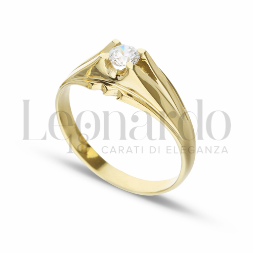 Lucida Finitura con Zircone bianco in Oro Giallo da 4,3gr.