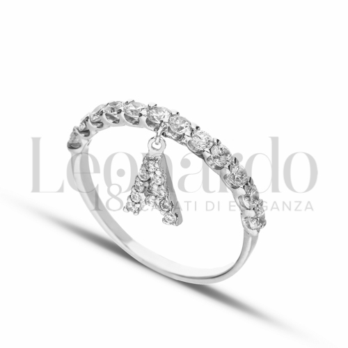 14 con Zircone bianco in Oro Bianco da 2gr.