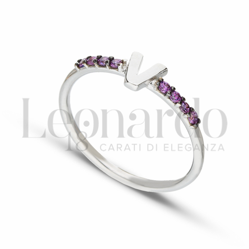 13 con Zircone Viola in Oro Bianco da 1,5gr.