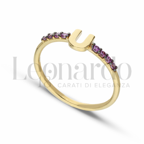 13 con Zircone Viola in Oro Giallo da 1,7gr.