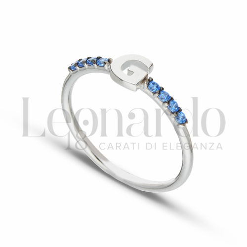 13 con Zircone azzurro in Oro Bianco da 1,6gr.