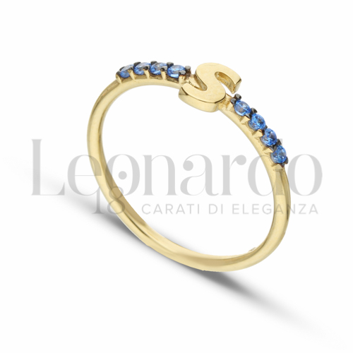 13 con Zircone azzurro in Oro Giallo da 1,6gr.