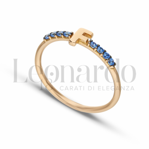 13 con Zircone azzurro in Oro Rosa da 1,6gr.